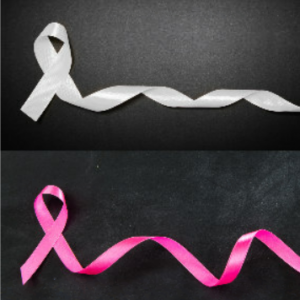 White and Pink Cancer Ribbons